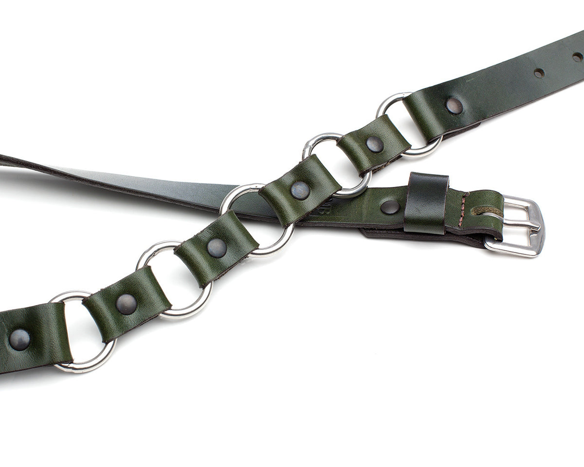 BRIDLE+RINGS slim English bridle leather belt, close-up