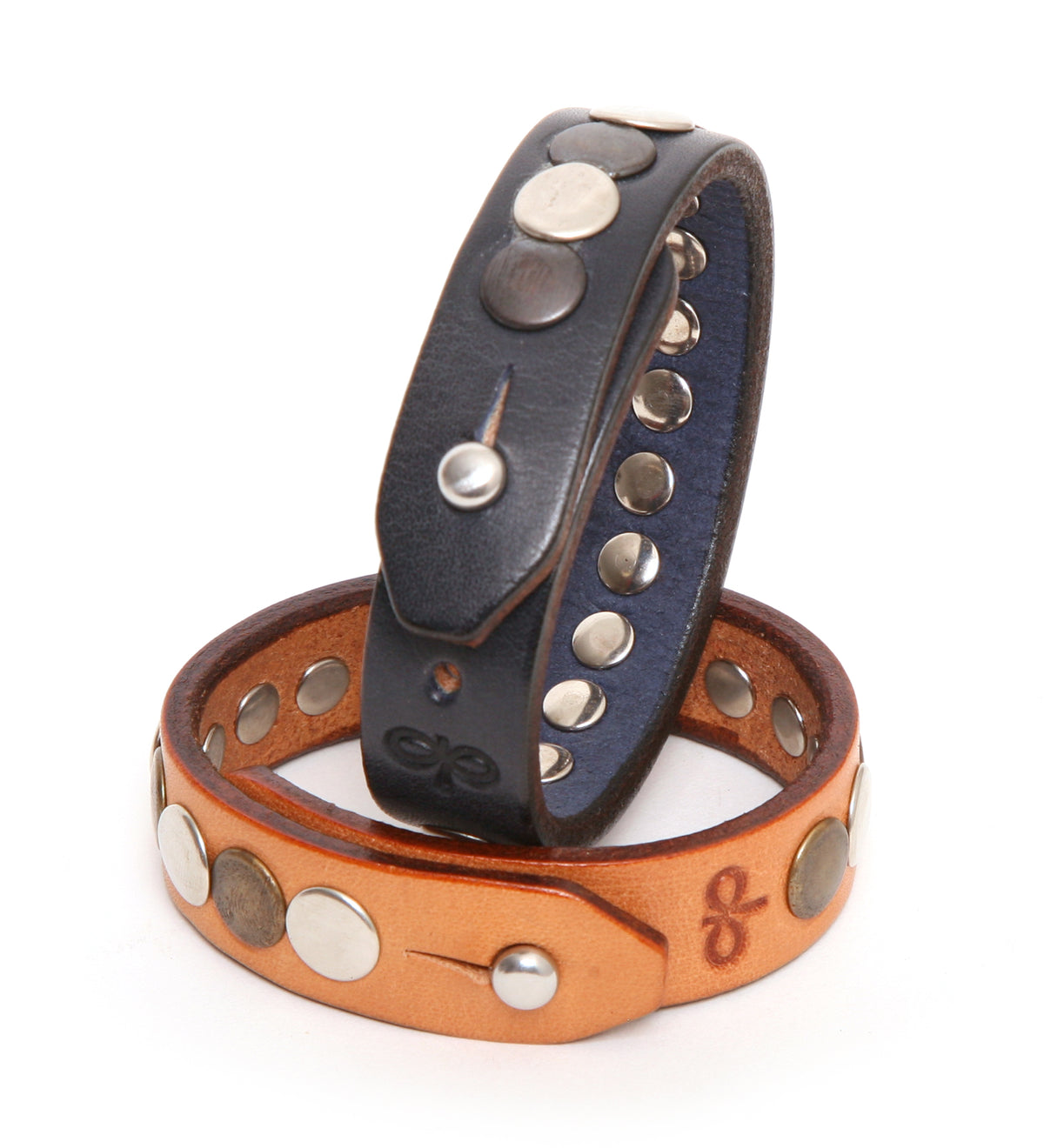 ROLLO narrow studded leather cuff bracelets in several colours