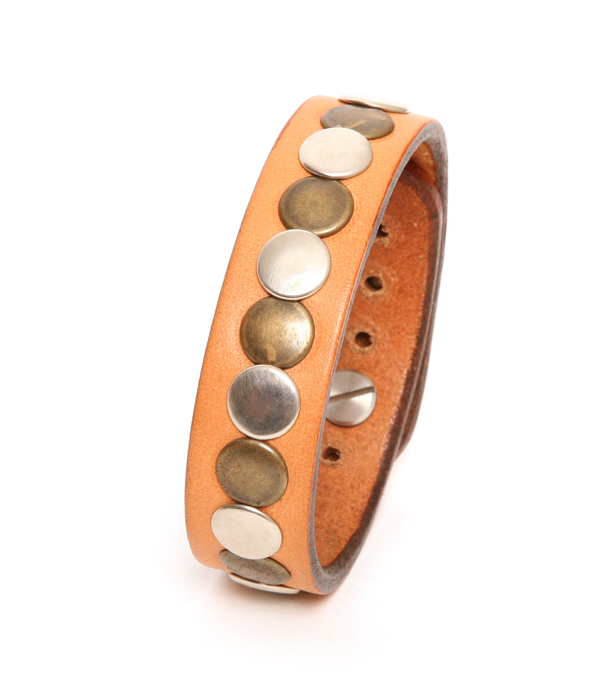 ROLLO narrow studded leather cuff bracelet in natural