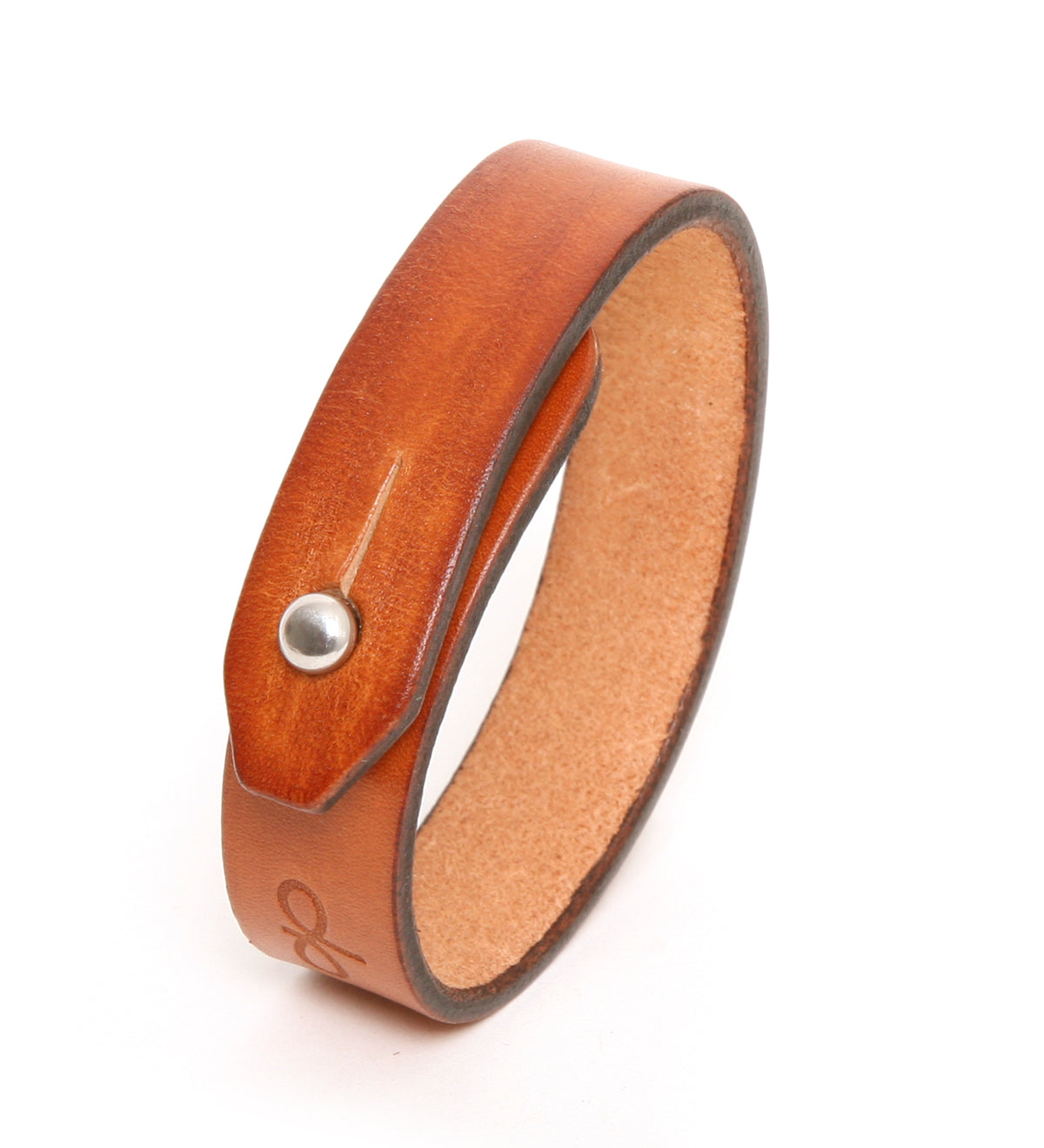 Slim classic leather cuff bracelet in tan brown