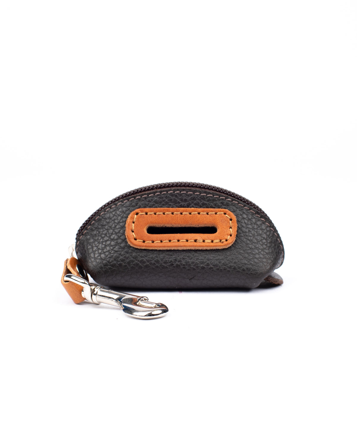 POD leather pouch in dark brown and tan