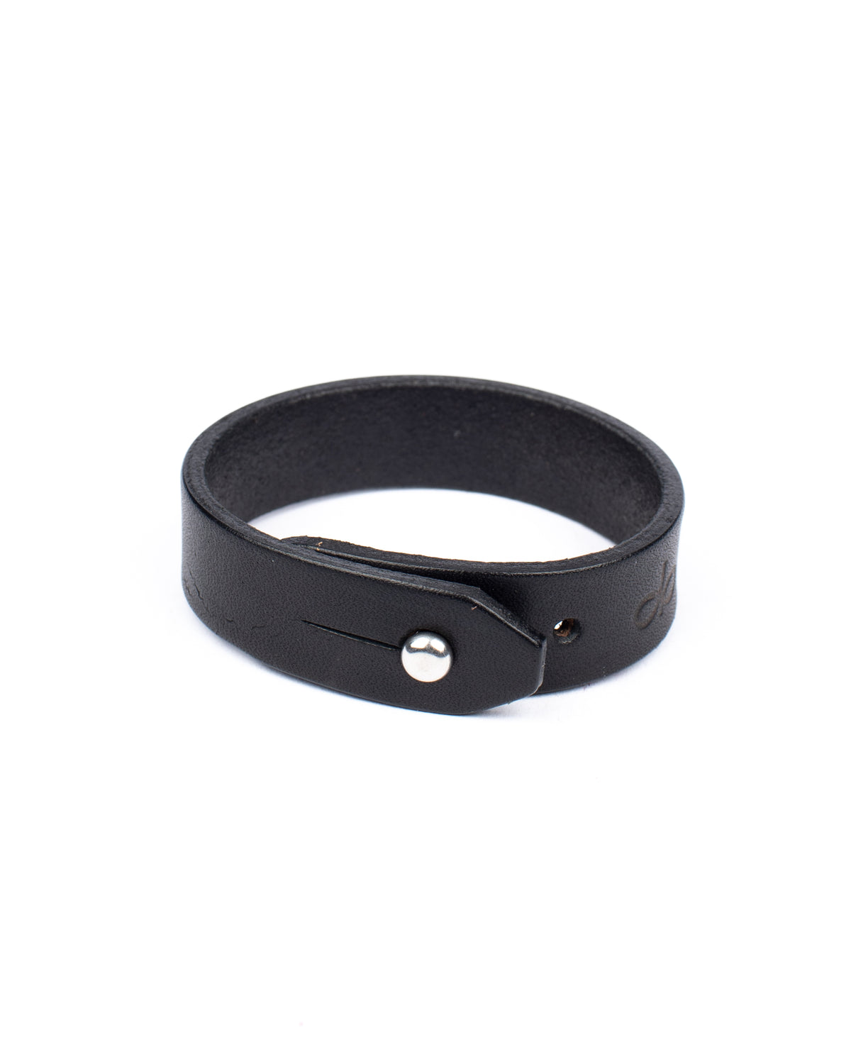 Slim classic leather cuff bracelet in black, alternate view