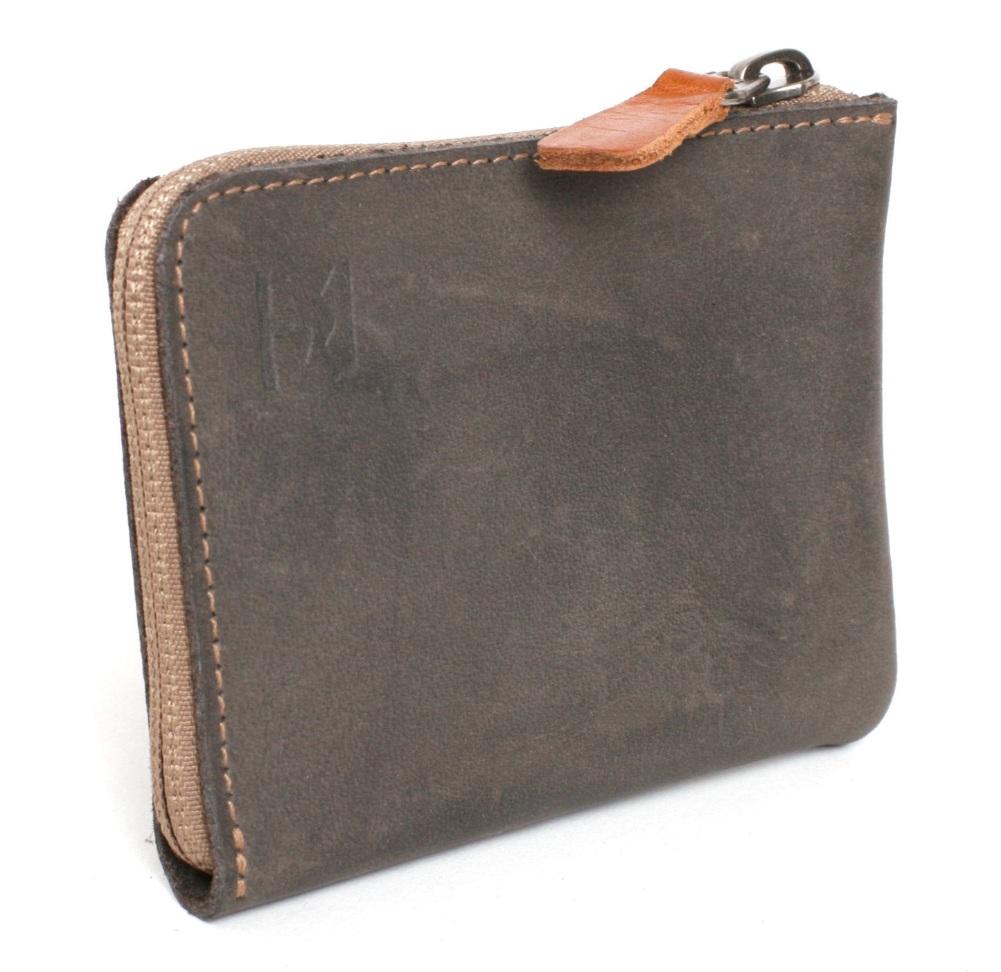 Compact ZIP wallet grey oiled