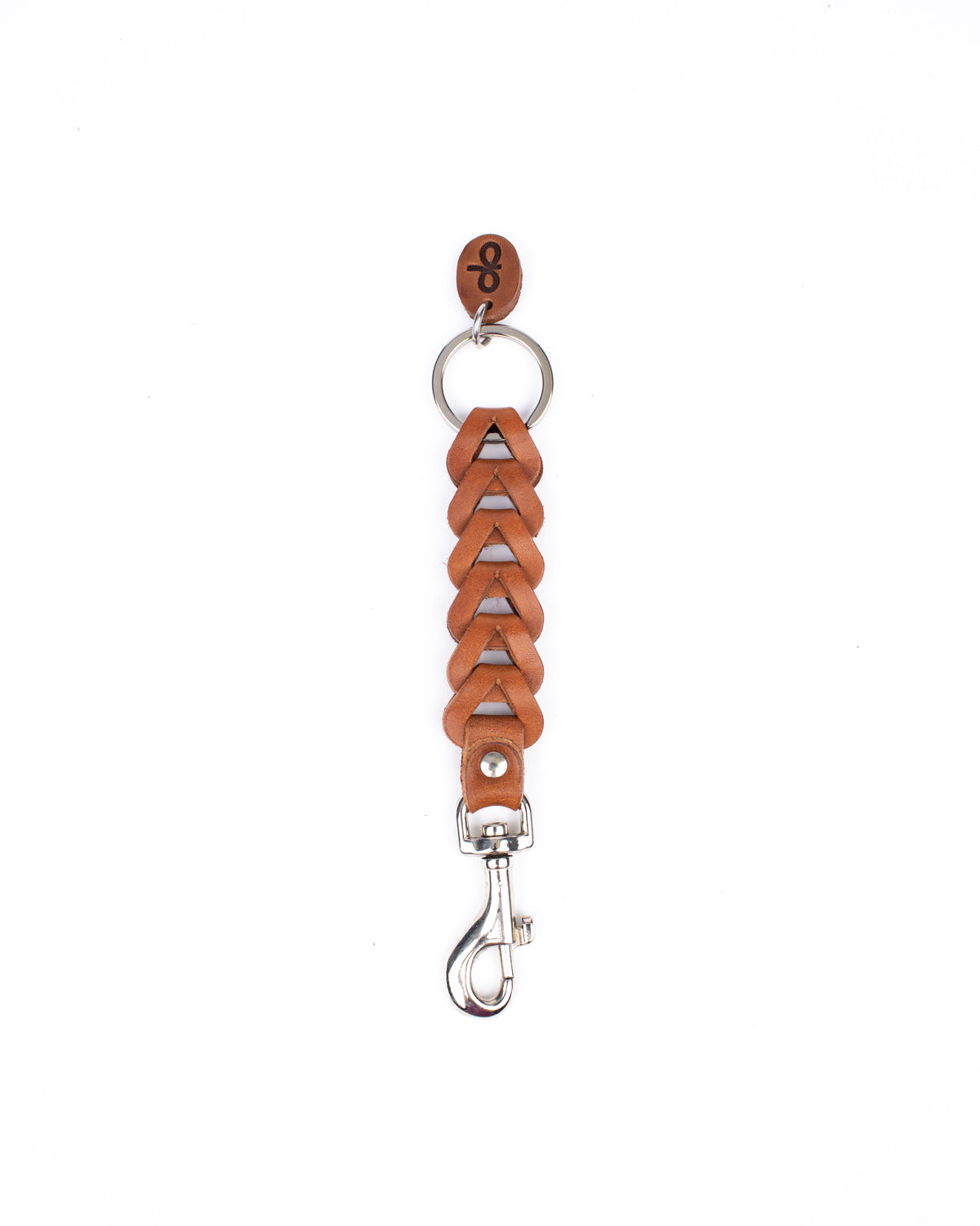 LINKED leather key lanyard in tan
